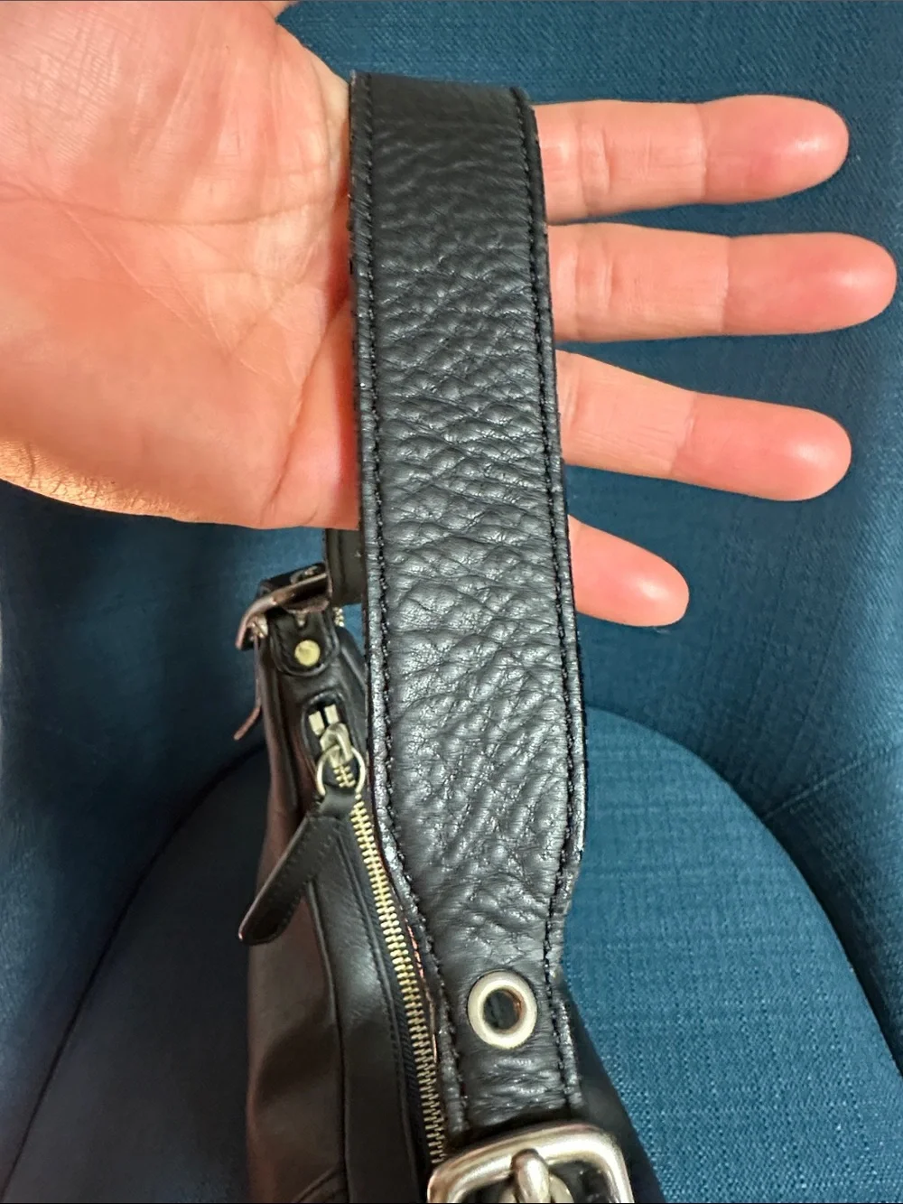 Coach Black Leather Hobo Bag with silver Hardware